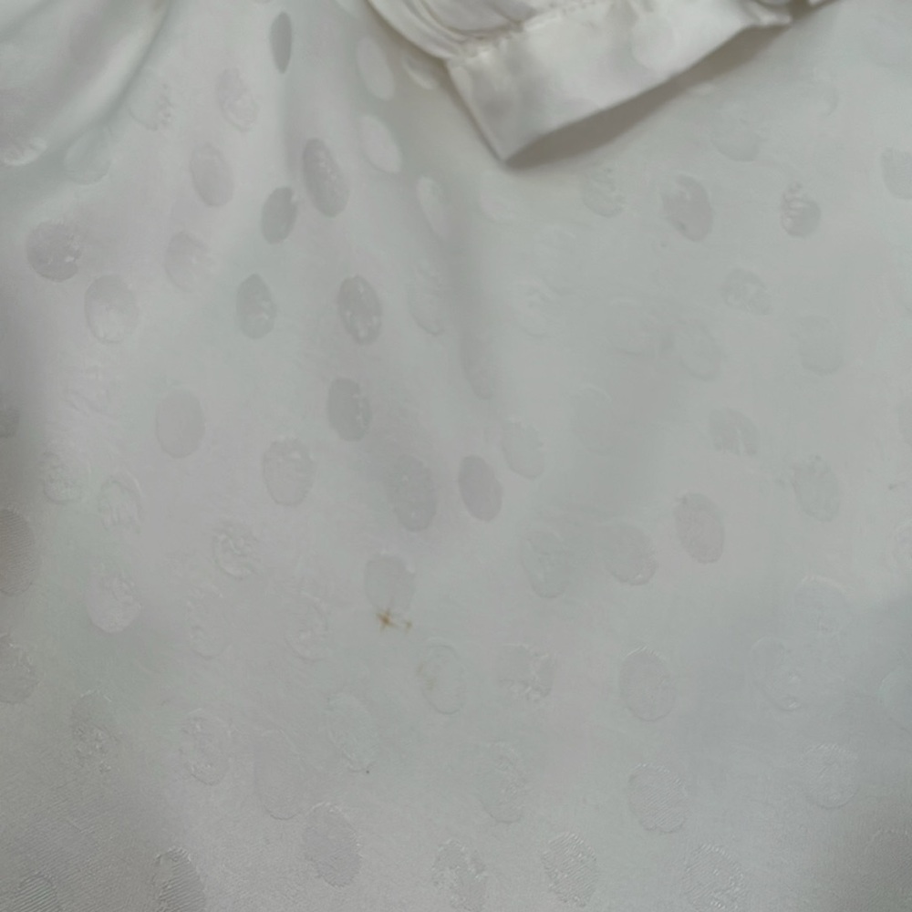 The Kooples Paris Blouse Top Size 2 Cream Dot Print Covered Buttons - Picture 9 of 11